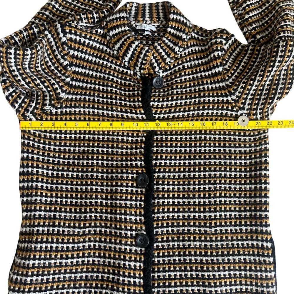 GIO & GIO Italy Womens XL Wool Blend Longline Button Cardigan Mustard Black - Picture 6 of 8